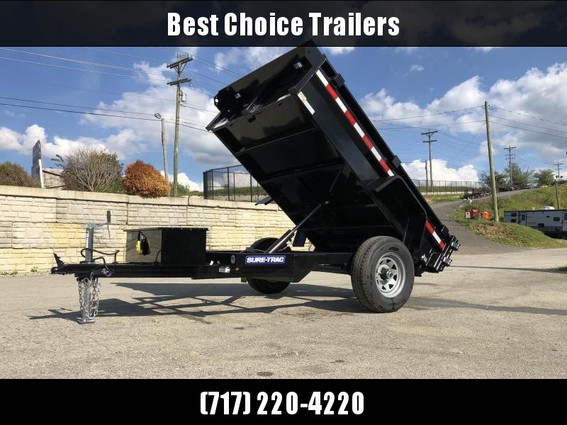 2020 Sure-Trac 5x8' Single Axle Dump Trailer 5000# GVW * BARN DOORS * INTEGRATED KEYWAY * SPARE TIRE MOUNT * TARP PREP * D-RINGS * DIAMOND PLATE FENDERS * POWER UP/POWER DOWN * TRIPLE TUBE TONGUE * BULLET LED'S * RADIALS * POWDERCOATED * SEALED HARNESS 2020 Sure-Trac 5x8' Single Axle Dump Trailer 5000# GVW * BARN DOORS * INTEGRATED KEYWAY * SPARE TIRE MOUNT * TARP PREP * D-RINGS * DIAMOND PLATE FENDERS * POWER UP/POWER DOWN * TRIPLE TUBE TONGUE * BULLET LED'S * RADIALS * POWDERCOATED * SEALED HARNESS