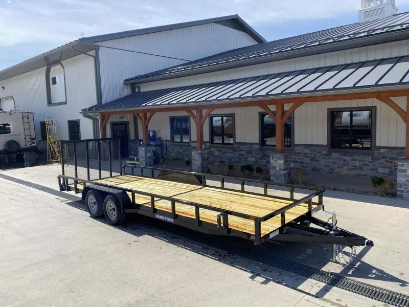 2026 Sure-Trac 7x22' Tube Top Utility Landscape Trailer 7000# GVW * 2" TUBE TOP RAIL * 2X2" TUBE GATE C/M + SPRING ASSIST + FOLD FLAT * TOOLESS GATE REMOVAL * SPARE MOUNT * PROTECTED WIRING * SET BACK JACK * FRAME UPGRADE