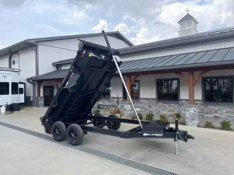 2026 Hillcrest Trailers 6x12' Dump Trailer 9990 GVW * 12-TON TELESCOPIC HOIST * I-BEAM FRAME * DELUXE TARP KIT * HD TOP RAIL * ADJUSTABLE COUPLER * DROP LEG JACK * 110V CHARGER * COMBO GATE * UNDERMOUNT RAMPS