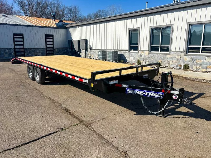 2026 Sure-Trac 102x24 Beavertail Deckover Trailer 15000# GVW * HD 4" CHANNEL OVERWIDTH STAND UP RAMPS + MESH + SPRING ASSIST * 10" I-BEAM MAINFRAME * CHANNEL SIDE RAIL * RUBRAIL/STAKE POCKETS/D-RINGS * ADJUSTABLE COUPLER * 12K DROP LEG JACK * LED'S