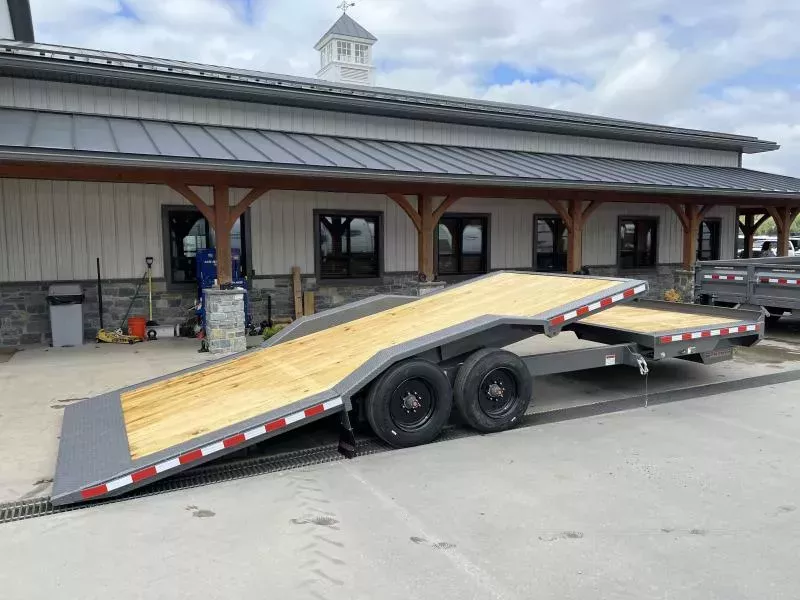 2025 Midsota 102x24 Gravity Tilt Equipment Trailer 17600# GVW * 102" DECK * DRIVE OVER FENDERS * A-FRAME TOOLBOX * URETHANE PAINT * 8000# AXLES * 17.5" RUBBER * HYDRAULIC STOP/CONTROL VALVE