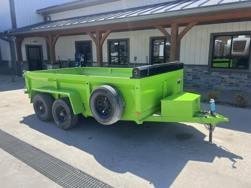 USED 2024 BWISE 6X12 9,990 GVW Dump Trailer * GREEN EXTERIOR * TARP KIT * SPARE TIRE * 