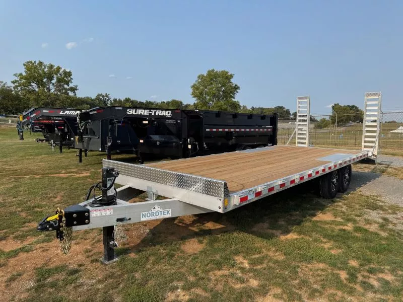 2026 Nordtek 102x22' Aluminum Beavertail Deckover Trailer 14000# GVW * STAND UP RAMPS * RUBRAIL * STAKE POCKETS * 12K DROP LEG JACK * 4" CHANNEL 16" O.C. CROSSMEMBERS