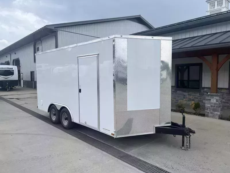 2026 Xtreme Cargo 8.5x16 Enclosed Car Hauler Trailer 9990# GVW * 5200# AXLES * 7' HEIGHT UTV PKG * WHITE EXTERIOR * .080 POLYCOR SEMI-SCREWLESS * RV DOOR * PLYWOOD WALLS AND FLOOR * TUBE STUDS * D-RINGS * 6" TUBE FRAME