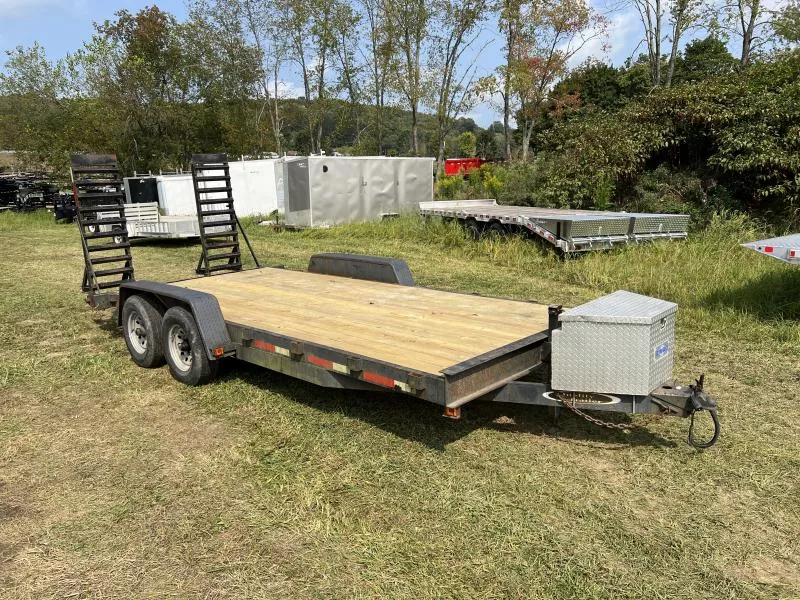 USED Quality Trailers 7X18 9990 GVW EQUIPMENT TRAILER * STAND UP RAMPS * TOOLBOX * STAKE POCKETS *