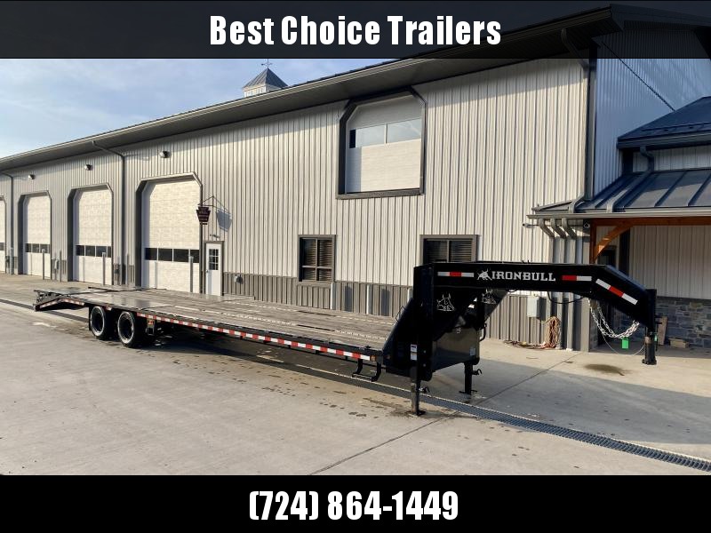 USED 2021 Ironbull 102x36' Gooseneck Beavertail Deckover Trailer 22000# GVW * DEXTER AXLES * HDSS SUSPENSION * FULL WIDTH RAMPS * PIERCED FRAME * SPARE TIRE * UNDER FRAME BRIDGE * RUBRAIL/STAKE POCKETS/PIPE SPOOLS/D-RINGS * DUAL JACKS * WINCH PLATE USED 2021 Ironbull 102x36' Gooseneck Beavertail Deckover Trailer 22000# GVW * DEXTER AXLES * HDSS SUSPENSION * FULL WIDTH RAMPS * PIERCED FRAME * SPARE TIRE * UNDER FRAME BRIDGE * RUBRAIL/STAKE POCKETS/PIPE SPOOLS/D-RINGS * DUAL JACKS * WINCH PLATE