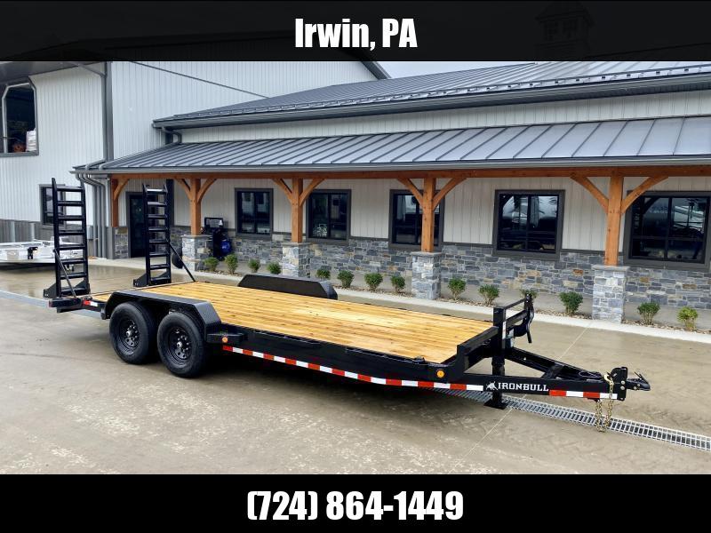 NEW Ironbull 7x22' Equipment Trailer 14000# GVW * KNIFEEDGE RAMP W/ ADJUSTABLE SUPPORT * REMOVABLE FENDERS * 16" O.C. STRUCTURAL CHANNEL C/M * RUBRAIL/STAKE POCKETS/PIPE SPOOLS/D-RINGS * ADJUSTABLE CAST COUPLER * 12K JACK * DEXTER'S 1750184043