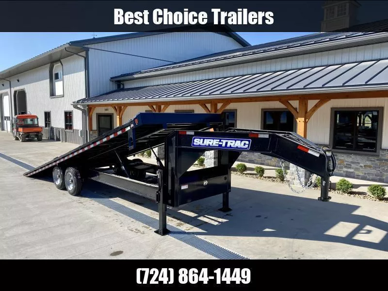 2026 Sure-Trac 102x24' Gooseneck Power Tilt Deckover 17600# GVW * 8000# AXLES * 17.5" 16-PLY TIRES * WINCH PLATE * DUAL HYDRAULIC JACKS * 4X4X1/4" TUBE BED RUNNERS * DUAL PISTON * 10" I-BEAM * RUBRAIL/STAKE POCKETS/PIPE SPOOLS/8 D-RINGS * LOW LOAD ANGLE