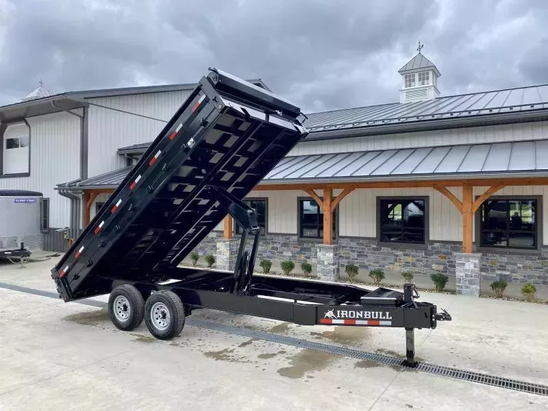 2026 Ironbull 8x16' Deckover Dump Trailer 14000# GVW * TARP KIT * 10" I-BEAM FRAME * BED RUNNERS * 12K JACK * FOLD DOWN SIDES * OVERSIZE 5x20 SCISSOR * INTGRATED KEYWAY/10GA WALLS * IRONCLAD WARRANTY