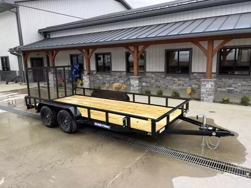 2026 Sure-Trac 7x16' Tube Top Utility Landscape Trailer 7000# GVW * 2" TUBE TOP RAIL * 2X2" TUBE GATE C/M + SPRING ASSIST + FOLD FLAT * TOOLESS GATE REMOVAL * SPARE MOUNT * PROTECTED WIRING * SET BACK JACK * STAKE POCKETS * BULLET LED