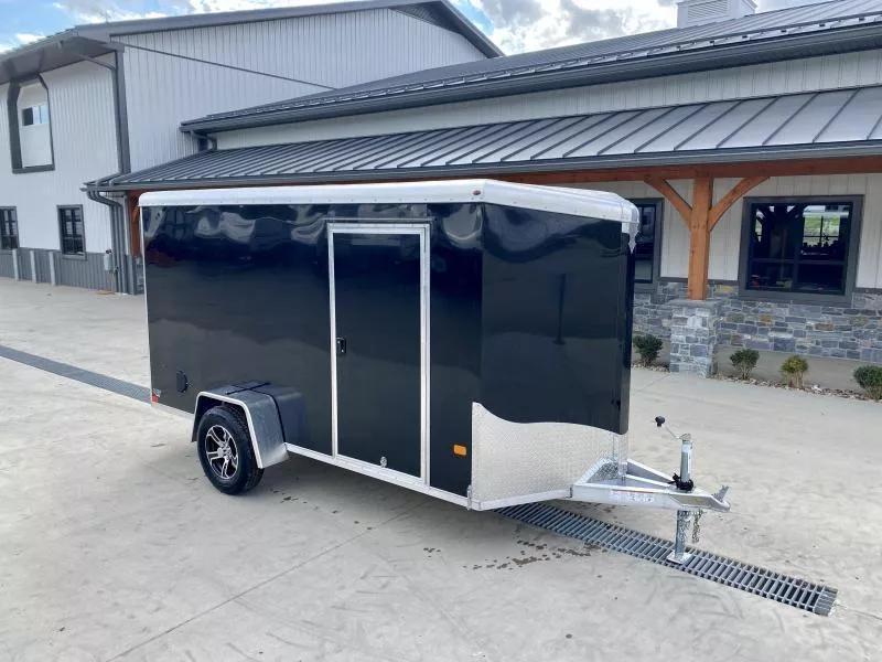 2026 Neo 6x12' NAVR Aluminum Enclosed Cargo Trailer 2990# GVW * BLACK EXTERIOR * DT SPOILER * CABLELESS RAMP * NXP RAMP DOOR * VENTS * ALUMINUM WHEELS * 1 PC ROOF * 3/4" PLYWOOD FLOOR * SCREWLESS EXTERIOR * ROUND TOP/V-NOSE