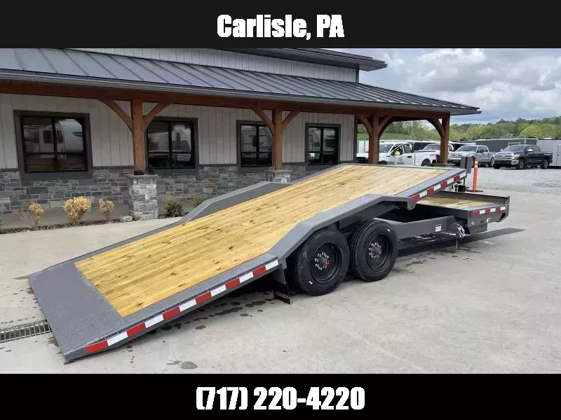 2025 Midsota 102x22 Gravity Tilt Equipment Trailer 17600# GVW * 102" DECK * DRIVE OVER FENDERS * A-FRAME TOOLBOX * URETHANE PAINT * 8000# AXLES * 17.5" RUBBER * HYDRAULIC STOP/CONTROL VALVE 1750638345