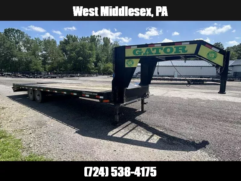 USED 2020 Gatormade Trailers 102x25 Deckover Trailer 16000 GVW * FULL WIDTH RAMPS * TOOLBOX * STAKE POCKETS & RUB RAILS * D-RINGS *  DUAL JACKS * 12" I-BEAM FRAME