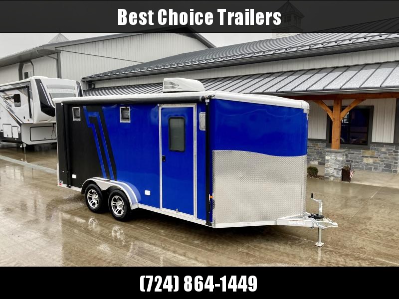 2021 Neo 7.5x16' NAMR Aluminum Enclosed Motorcycle Trailer * VINYL WALLS/CEILING * ALUMINUM WHEELS * +12" HEIGHT * BLACK+BLUE * SPORT TIE DOWN SYSTEM * NUDO FLOOR * CABINETS * AWNING * 30"x30" WINDOW * A/C UNIT * SPARE TIRE 2021 Neo 7.5x16' NAMR Aluminum Enclosed Motorcycle Trailer * VINYL WALLS/CEILING * ALUMINUM WHEELS * +12" HEIGHT * BLACK+BLUE * SPORT TIE DOWN SYSTEM * NUDO FLOOR * CABINETS * AWNING * 30"x30" WINDOW * A/C UNIT * SPARE TIRE