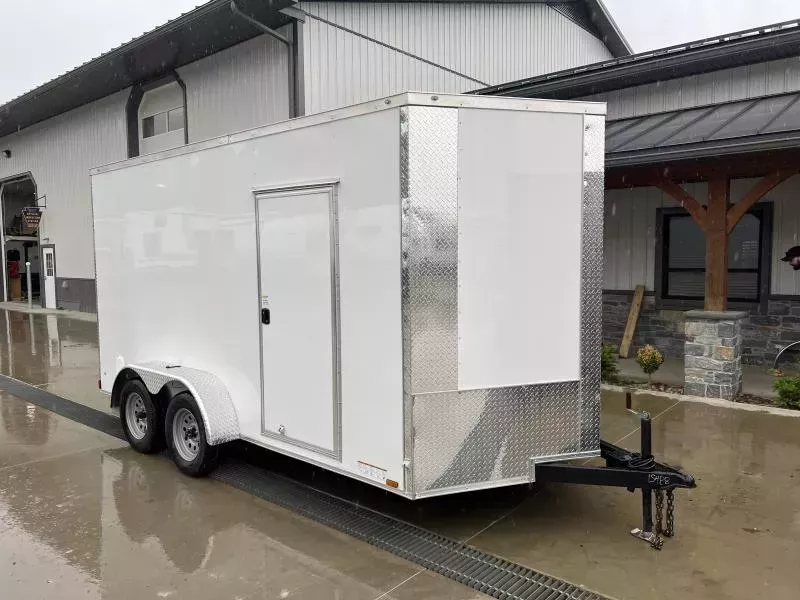 2026 Xtreme Cargo 7x14 Enclosed Cargo Trailer 7000# GVW * 7' HEIGHT UTV PKG * 16" O.C. FLOOR AND WALLS * WHITE .080 POLYCOR SEMI-SCREWLESS EXTERIOR * RV DOOR * PLYWOOD WALLS AND FLOOR * TUBE STUDS
