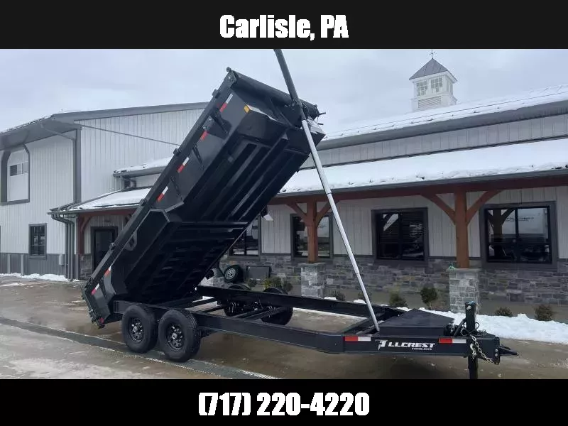 2026 Hillcrest Trailers 7x16' Dump Trailer 14000 GVW * 12-TON TELESCOPIC HOIST * OVERSIZE TOOLBOX * I-BEAM FRAME * 7GA FLOOR * DELUXE TARP KIT * HD TOP RAIL * HD ADJUSTABLE COUPLER * REAR STAB JACKS * 12" O.C. C/M 1750627415