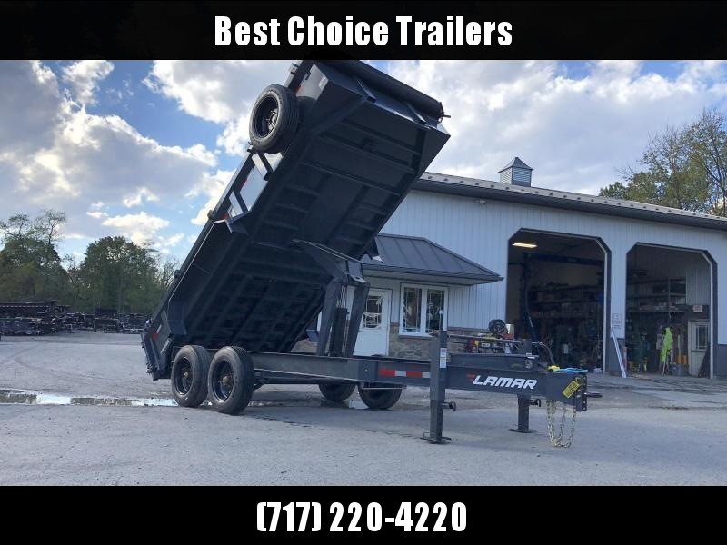 2021 Lamar 7x14' Dump Trailer 16000# GVW * DEXTER 8K AXLE UPGRADE * OVERSIZE 6X21.5 11-TON SCISSOR HOIST * DUAL 12K JACKS * 7GA FLOOR * 17.5" 16-PLY TIRES * SPARE TIRE * JACKSTANDS * TARP KIT * CHARCOAL * RIGID RAILS * NESTLED I-BEAM FRAME 28" H * 12" O.C 2021 Lamar 7x14' Dump Trailer 16000# GVW * DEXTER 8K AXLE UPGRADE * OVERSIZE 6X21.5 11-TON SCISSOR HOIST * DUAL 12K JACKS * 7GA FLOOR * 17.5" 16-PLY TIRES * SPARE TIRE * JACKSTANDS * TARP KIT * CHARCOAL * RIGID RAILS * NESTLED I-BEAM FRAME 28" H * 12" O.C