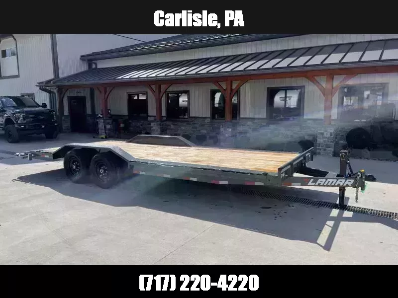 2026 Lamar 102x22' Car Hauler Trailer 14000# GVW * TOOLBOX * 4' DOVETAIL * WINCH PLATE * D-RINGS * REAR JACKSTANDS * CHARCOAL * 102" DECK * DRIVE OVER FENDERS 1761967199