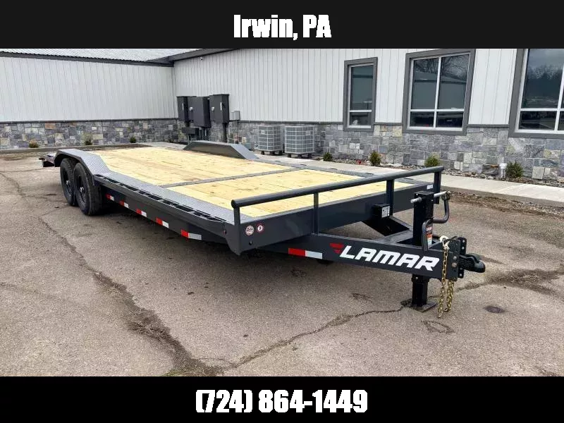 2026 Lamar 102x24' Car Hauler Trailer 14000# GVW * SLIDE IN RAMPS * CHARCOAL * 8" TONGUE AND FRAME * 102" DECK * DRIVE OVER FENDERS * CHARCOAL 1757458506