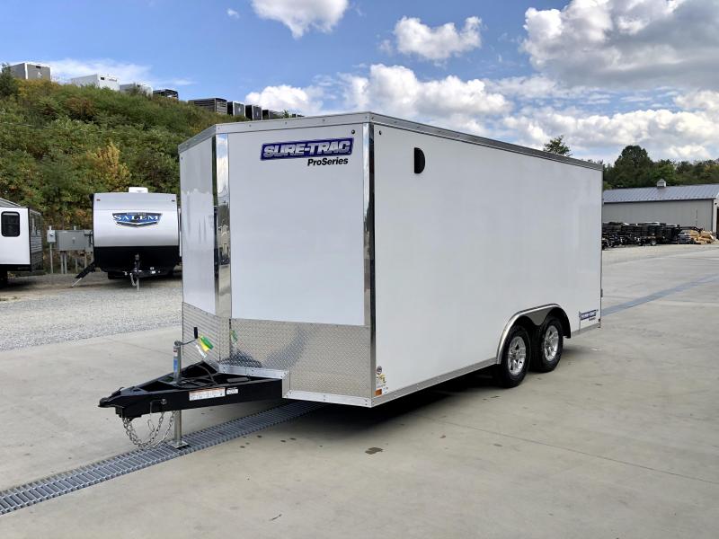 2021 Sure-Trac 8.5x16' Enclosed Car Hauler Trailer 9900# GVW * WHITE EXTERIOR * V-NOSE * BARN DOORS * 5200# TORSION AXLES * .030 SEMI-SCREWLESS EXTERIOR * 16" O.C. C/M * TUBE STUDS * RV DOOR * SET BACK JACK * UNDERCOATED * BULLET LED'S * BACK UP LIGHTS 2021 Sure-Trac 8.5x16' Enclosed Car Hauler Trailer 9900# GVW * WHITE EXTERIOR * V-NOSE * BARN DOORS * 5200# TORSION AXLES * .030 SEMI-SCREWLESS EXTERIOR * 16" O.C. C/M * TUBE STUDS * RV DOOR * SET BACK JACK * UNDERCOATED * BULLET LED'S * BACK UP LIGHTS
