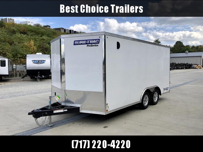 2021 Sure-Trac 8.5x16' Enclosed Car Hauler Trailer 9900# GVW * WHITE EXTERIOR * V-NOSE * BARN DOORS * 5200# TORSION AXLES * .030 SCREWLESS EXTERIOR * 16" O.C. C/M * TUBE STUDS * RV DOOR * SET BACK JACK * UNDERCOATED * BULLET LED'S * BACK UP LIGHTS 2021 Sure-Trac 8.5x16' Enclosed Car Hauler Trailer 9900# GVW * WHITE EXTERIOR * V-NOSE * BARN DOORS * 5200# TORSION AXLES * .030 SCREWLESS EXTERIOR * 16" O.C. C/M * TUBE STUDS * RV DOOR * SET BACK JACK * UNDERCOATED * BULLET LED'S * BACK UP LIGHTS