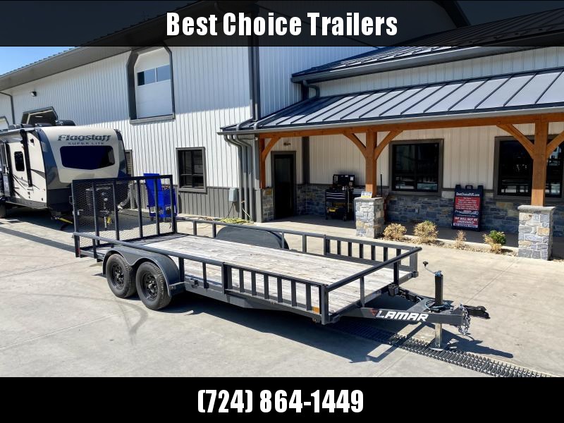 USED 2020 Lamar 7x18' ATV Side Ramp Utility Landscape Trailer 7000# GVW * PIPE TOP * HD GATE * SPRING ASSIST * 7K DROP LEG JACK * ADJUSTABLE COUPLER * COLD WEATHER HARNSS * LED LIGHTS USED 2020 Lamar 7x18' ATV Side Ramp Utility Landscape Trailer 7000# GVW * PIPE TOP * HD GATE * SPRING ASSIST * 7K DROP LEG JACK * ADJUSTABLE COUPLER * COLD WEATHER HARNSS * LED LIGHTS