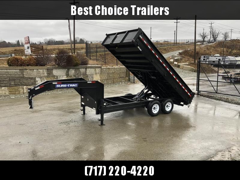 2021 Sure-Trac 8x16' HD Gooseneck Deckover Dump Trailer 14000# GVW * FOLD DOWN SIDES * I-BEAM NECK * FULL TOOLBOX 2021 Sure-Trac 8x16' HD Gooseneck Deckover Dump Trailer 14000# GVW * FOLD DOWN SIDES * I-BEAM NECK * FULL TOOLBOX