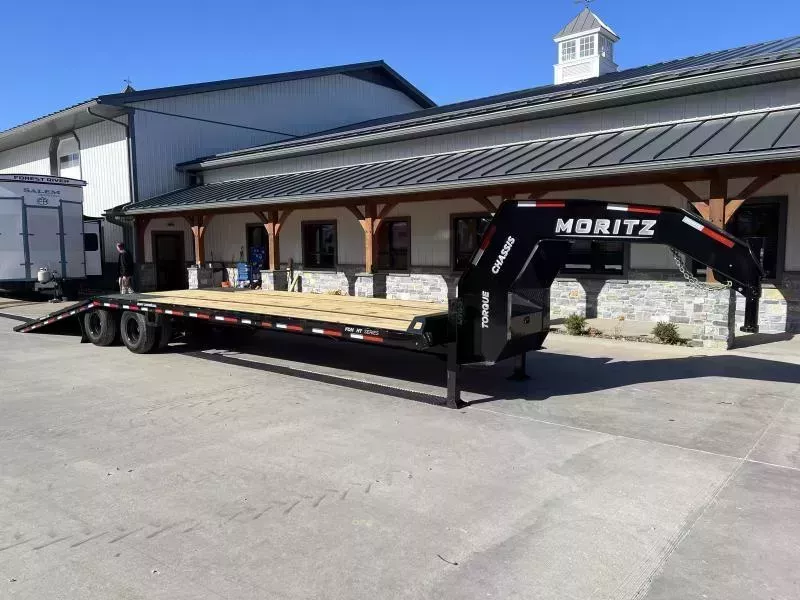 2026 Moritz 102x32' Gooseneck Hydraulic Dovetail Trailer 22900# GVW * 12' DOVETAIL * DUAL HYDRAULIC JACKS * DEXTER AXLES * URETHANE PAINT * CAMBERED BEAMS * 14"/22# PIERCED I-BEAM FRAME * ENGINEERED NECK * OVERSIZE TOOLBOX * WINCH PLATE * WIRELESS REMOTE