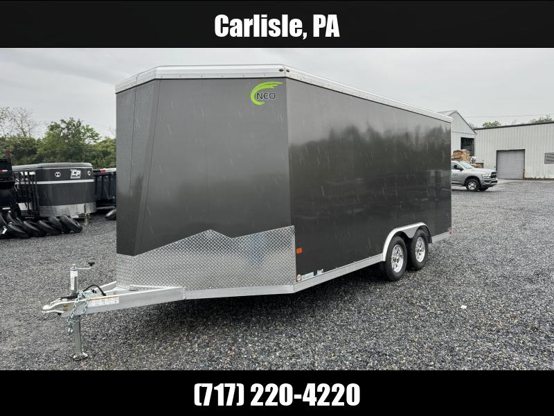 2025 NEO 8.5x16' NAUX Aluminum Enclosed UTV Trailer 7000# GVW * BLACK EXTERIOR * DRT REAR SPOILER * CABLELESS REAR RAMP * NXP LATCH * ROUND TOP/V-NOSE * SCREWLESS * ALUMINUM WHEELS * L-TRACK TIE DOWN SYSTEM * INTEGRATED FRAME 1750183931
