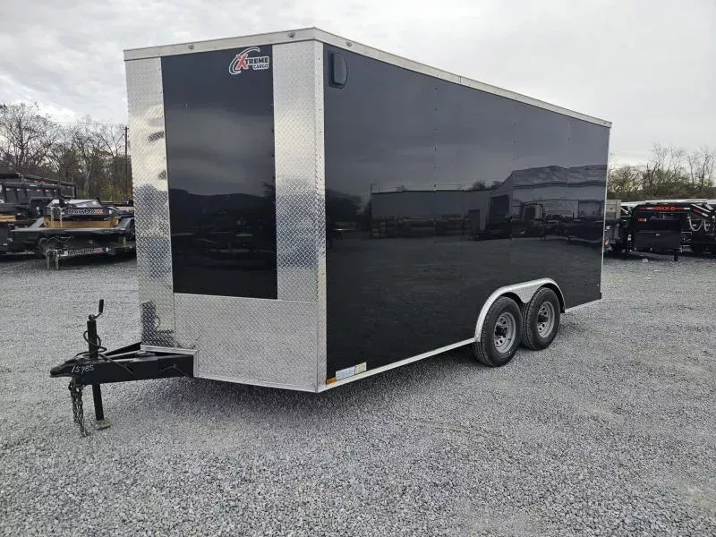 2026 Xtreme Cargo 8.5x16 Enclosed Car Hauler Trailer 9990# GVW * 5200# AXLES * 7' HEIGHT UTV PKG * BLACK EXTERIOR * .080 POLYCOR SEMI-SCREWLESS * RV DOOR * PLYWOOD WALLS AND FLOOR * TUBE STUDS * D-RINGS * 6" TUBE FRAME