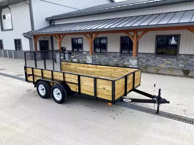 2026 AMO 78x14' High Side Utility Landscape Trailer 7000# GVW * 4-BOARD HIGH SIDE * 2' SIDES * TOOLESS GATE REMOVAL * TIE DOWNS * LED'S