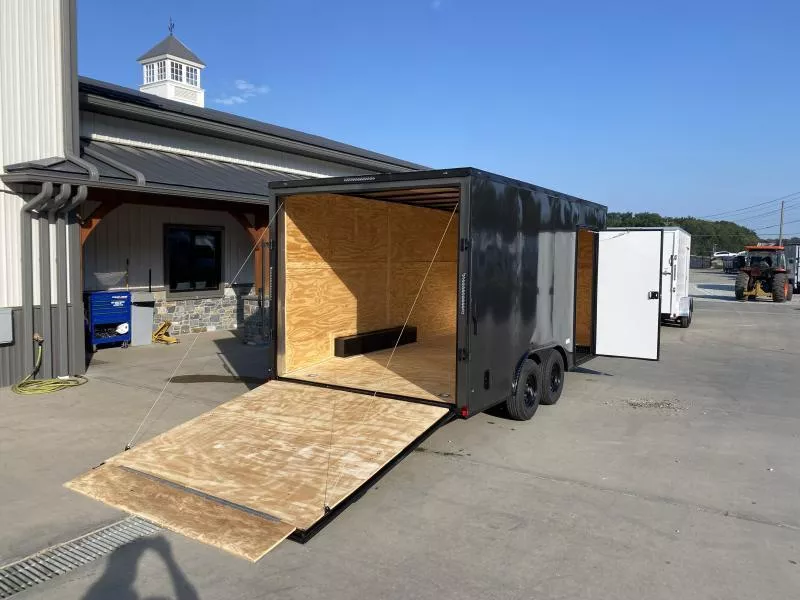 2026 Xtreme Cargo 8.5x16 Enclosed Car Hauler Trailer 9990# GVW * 5200# AXLES * CHARCAOL BLACKOUT EXTERIOR * 7' HEIGHT UTV PKG * .030 SEMI-SCREWLESS * RV DOOR * PLYWOOD WALLS AND FLOOR * TUBE STUDS * D-RINGS * 6" TUBE FRAME x37q6ab04o31