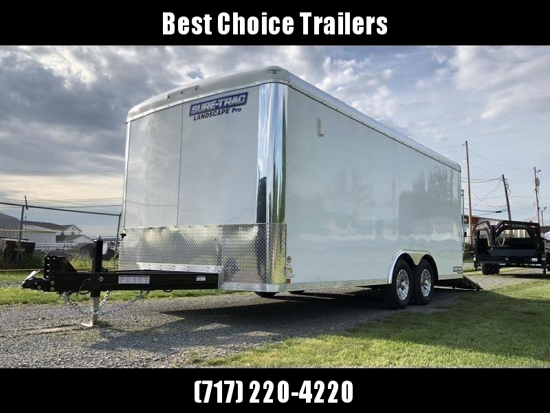 2021 Sure-Trac 8.5x18' Landscape Pro Enclosed Trailer 9900# GVW * WHITE EXTERIOR * 2X6" PLANK FLOOR * EXTENDED TONGUE * 5200# TORSION * INTEGRATED KNIFE EDGE * STEEL WORKBENCH * EXTENDED TONGUE * ADJUSTABLE COUPLER * DROP LEG JACK * HD GUSSETS/REINFORCEME 2021 Sure-Trac 8.5x18' Landscape Pro Enclosed Trailer 9900# GVW * WHITE EXTERIOR * 2X6" PLANK FLOOR * EXTENDED TONGUE * 5200# TORSION * INTEGRATED KNIFE EDGE * STEEL WORKBENCH * EXTENDED TONGUE * ADJUSTABLE COUPLER * DROP LEG JACK * HD GUSSETS/REINFORCEME