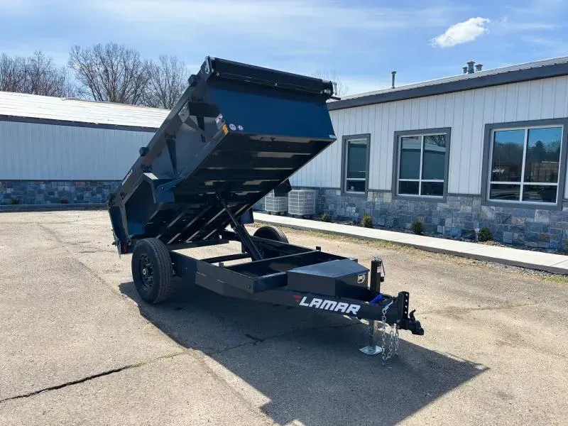 2026 Lamar 5x10' Single Axle Dump Trailer 7000# GVW * 2' HIGH SIDES * SPREADER/COMBO GATE * TARP KIT* UNDERMOUNT RAMPS * ADJUSTABLE COUPLER * DROP LEG JACK * RIGID RAILS * 110V CHARGER * 5" CHANNEL FRAME * 10GA FLOOR * POWER UP/DOWN * 16" TIRES * 7K AXLES
