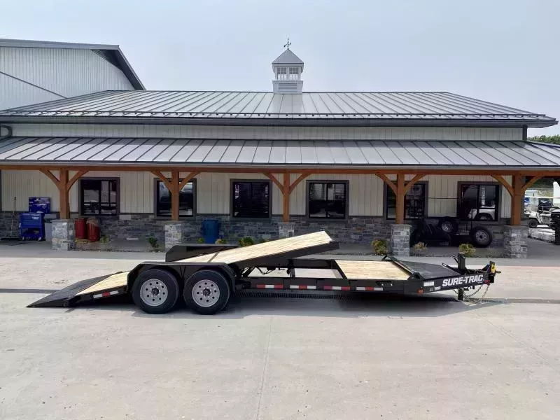 2026 Sure Trac 7x20' Pro Series I-Beam Gravity Tilt Equipment Trailer 17600# GVW * 8000# AXLE UPGRADE * 16+4' SPLIT DECK * 17.5" 16-PLY RUBBER * 3 3/8" BRAKES * 8" I-BEAM FRAME * OVERSIZE TOOLBOX * HD COUPLER * 12K 2-SPEED JACK * EXTENDED TONGUE