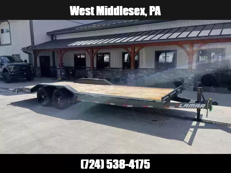 2026 Lamar 102x22' Car Hauler Trailer 14000# GVW * TOOLBOX * 4' DOVETAIL * WINCH PLATE * D-RINGS * REAR JACKSTANDS * CHARCOAL * 102" DECK * DRIVE OVER FENDERS 1760716283