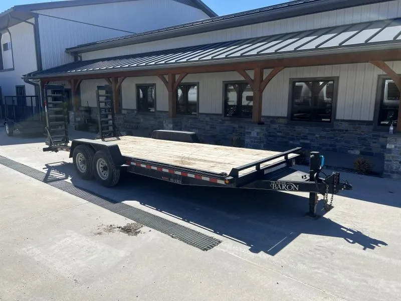 USED Quality Trailers 7X18 15,000 GVW Equipment Trailer * STAND UP RAMPS * TOOL BOX * ADJUSTABLE COUPLER * STAKE POCKETS & RUB RAILS * 