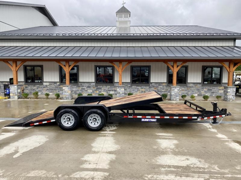 2025 Sure-Trac 7x20' Gravity Tilt Equipment Trailer 14000# GVW * SPLIT DECK 16+4' * 12K JACK * DROP AXLES/LOW LOAD ANGLE * RUBRAIL/STAKE POCKETS/D-RINGS * HD FENDERS * ADJUSTABLE CAST COUPLER * SPARE MOUNT