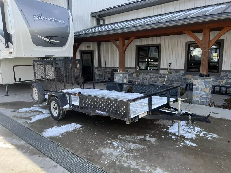 USED Sure-Trac 7x14 2990 GVW tube top Utility Trailer * ATV SIDE RAMPS * Triple tube tongue * SPARE TIRE * 