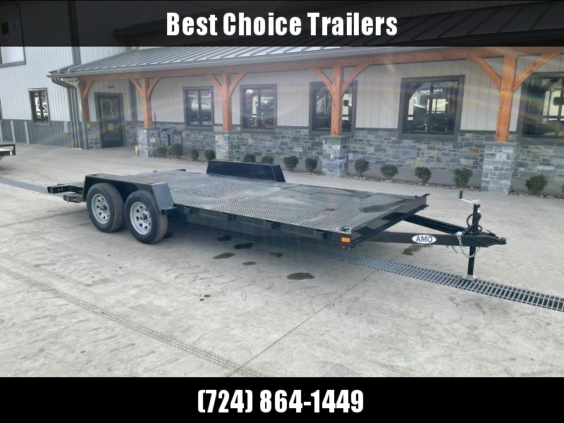 2022 AMO 7x16' Steel Deck Car Trailer 7000# GVW * LED TAIL LIGHTS * STACKED CHANNEL TONGUE/FRAME * BEAVERTAIL * REMOVABLE FENDERS * 2-AXLE BRAKES * STEEL FLOOR 2022 AMO 7x16' Steel Deck Car Trailer 7000# GVW * LED TAIL LIGHTS * STACKED CHANNEL TONGUE/FRAME * BEAVERTAIL * REMOVABLE FENDERS * 2-AXLE BRAKES * STEEL FLOOR