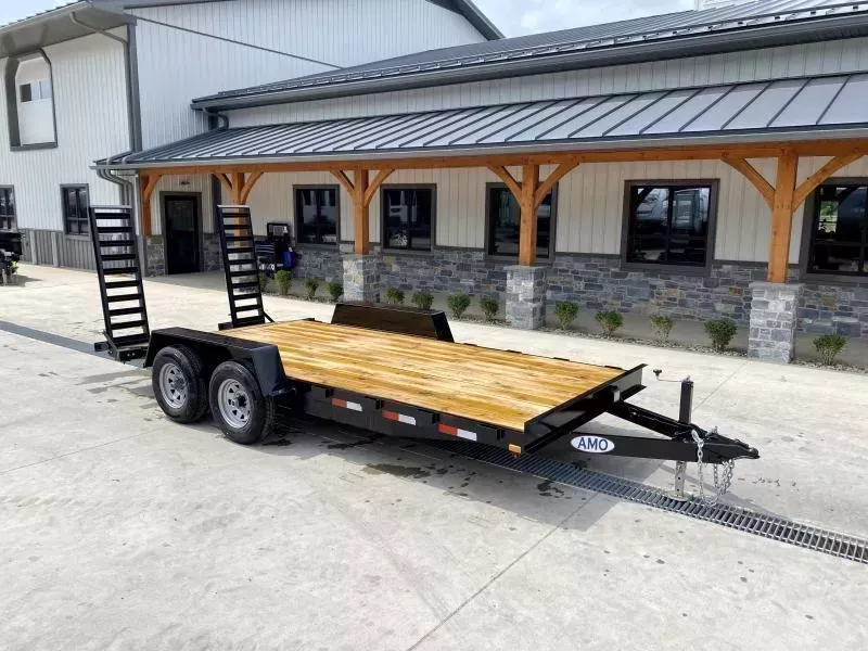 2026 AMO 7x16' Equipment Trailer 9990# GVW * ALL LED LIGHTS * STAND UP RAMPS * BEAVERTAIL * STACKED 5" CHANNEL TONGUE/FRAME * DROP LEG JACK * REMOVABLE FENDERS