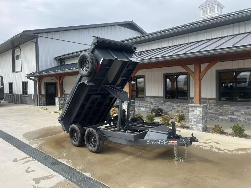 USED 2025 RawMaxx SDX10BP7K 5X10 7000 GVW Dump Trailer * TARP KIT * TOOLBOX * SCISSOR HOIST * ADJUSTABLE COUPLER * SPARE MOUNT & SPARE TIRE * 