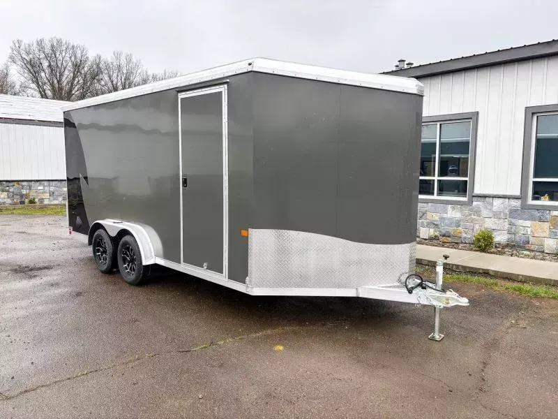 2026 NEO Trailers 7.5x16' NAMR Aluminum Enclosed Powersports Trailer * AWNING DOOR * PEWTER & CHARCOAL 2-TONE * JD SLASH * TORSION SUSPENSION * VINYL WALLS * 7' HEIGHT - UTV PKG * ALUMINUM WHEELS * TIE DOWN SYSTEM * NXP RAMP DOOR