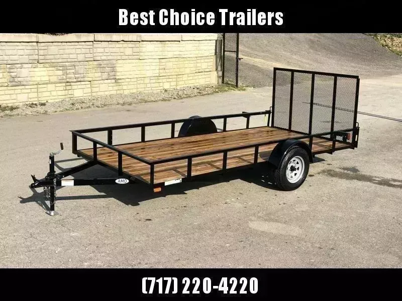 2026 AMO 6.5x14' Angle Iron Utility Landscape Trailer w/ Gate 2990# GVW * A-FRAME TONGUE * 4' GATE * TREATED WOOD FLOOR * A-FRAME JACK * 15" RADIAL TIRES * SPRING ASSITED GATE * FOLD IN GATE * TUBE GATE CROSSMEMBERS