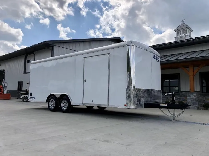 2026 Sure Trac 8.5x20' STRCH Commercial Round Top Enclosed Car Hauler Trailer 9900# GVW * WHITE EXTERIOR * TORSION * BACKUP LIGHTS * SCREWLESS * 1 PIECE ROOF * TUBE STUDS * ALUMINUM WHEELS * 48" SD * 7K JACK