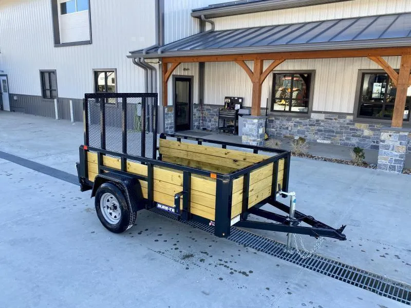 2025 Sure-Trac 5x8' High Side Utility Landscape Trailer 2990# GVW * 24" 3-BOARD HIGH SIDE * 2" TUBE TOP RAIL * 2X2" TUBE GATE C/M + SPRING ASSIST + FOLD FLAT * TOOLESS GATE REMOVAL * SPARE MOUNT * PROTECTED WIRING * SET BACK JACK * TRIPLE TUBE TONGUE * D-