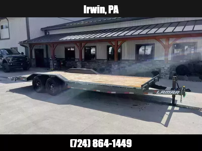 2026 Lamar 102x22' Car Hauler Trailer 14000# GVW * SLIDE IN RAMPS * CHARCOAL * 102" DECK * DRIVE OVER FENDERS * CHARCOAL 1759876964
