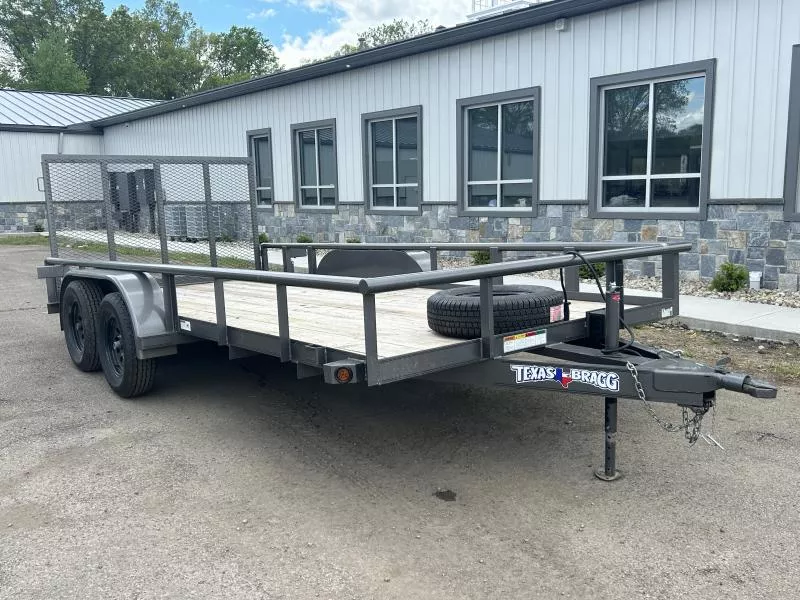 2024 7x16' Tandem Axle Utility Landscape Trailer 7000 GVW * STAKE POCKETS * PIPE TOP RAIL * SPARE TIRE * CAST COUPLER * SET BACK JACK * TRIPLE TUBE TONGUE * RADIAL TIRES