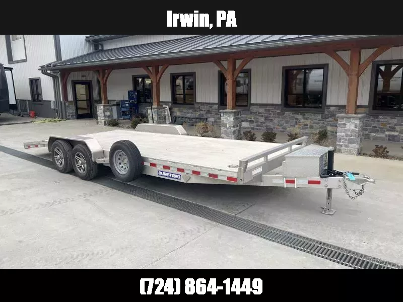 USED 2023 Sure Trac 7x22' Deluxe Aluminum Car Hauler Trailer 9990# GVW * EXTRUDED ALUMINUM FLOOR * 5200# AXLES * HEAVY DUTY 8" FRAME * DROP LEG JACK * ALUMINUM WHEELS * REMOVABLE FENDERS * CHANNEL C/M 1762446933