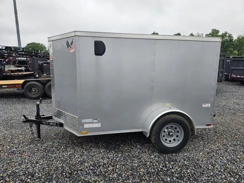 2025 Quality Cargo 5x8 Single Axle Enclosed Cargo Trailer 2990# GVW * SILVER EXTERIOR * PLYWOOD WALLS AND FLOOR * 16" O.C. * TUBE STUDS * BARN DOOR * V-NOSE